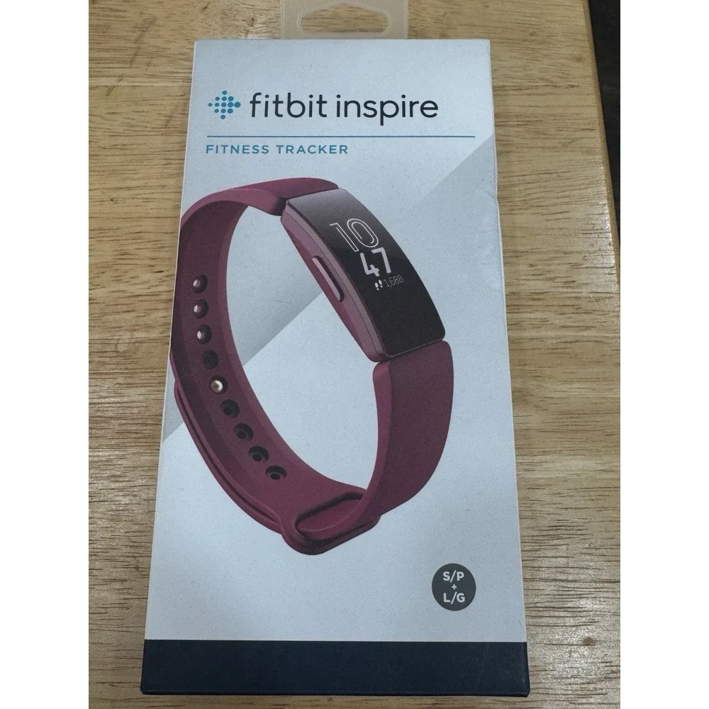 Fitbit Inspire Fitness Tracker Plum Burgundy S/P L/G Bands Brand New